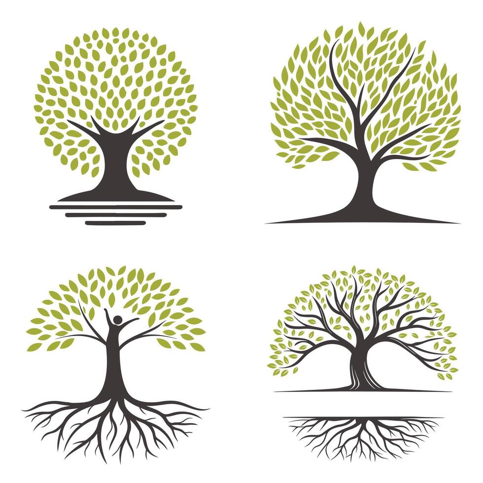 Abstract Green Tree Sustainable Logo Design Bundle vector