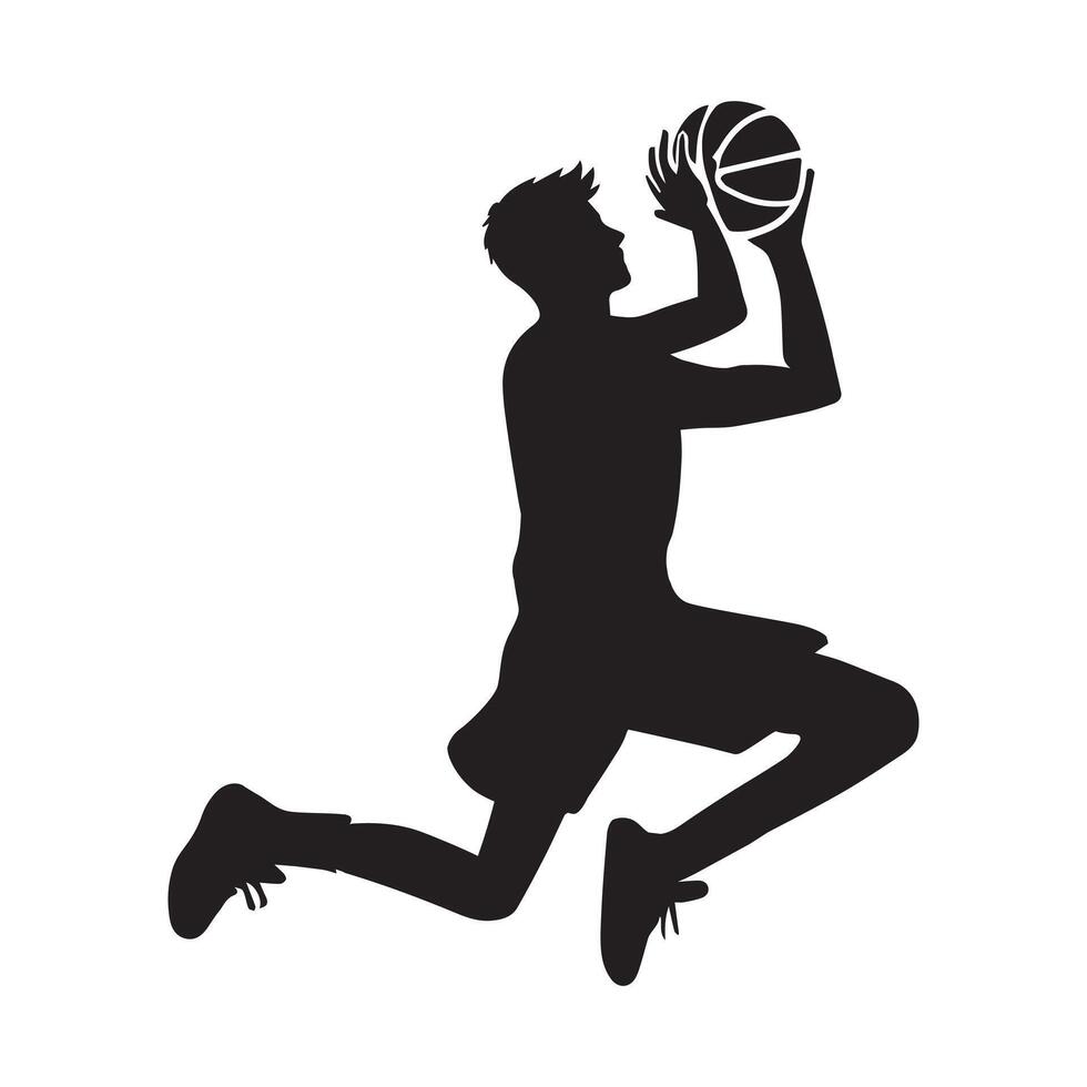Silhouette of a Player Shooting a Basketball vector