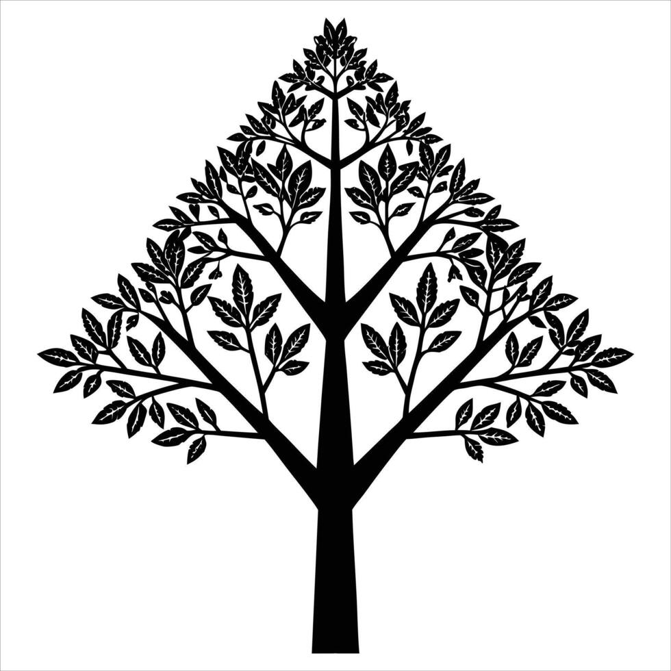 Geometric Tree Silhouette with Triangular Leaf Pattern vector