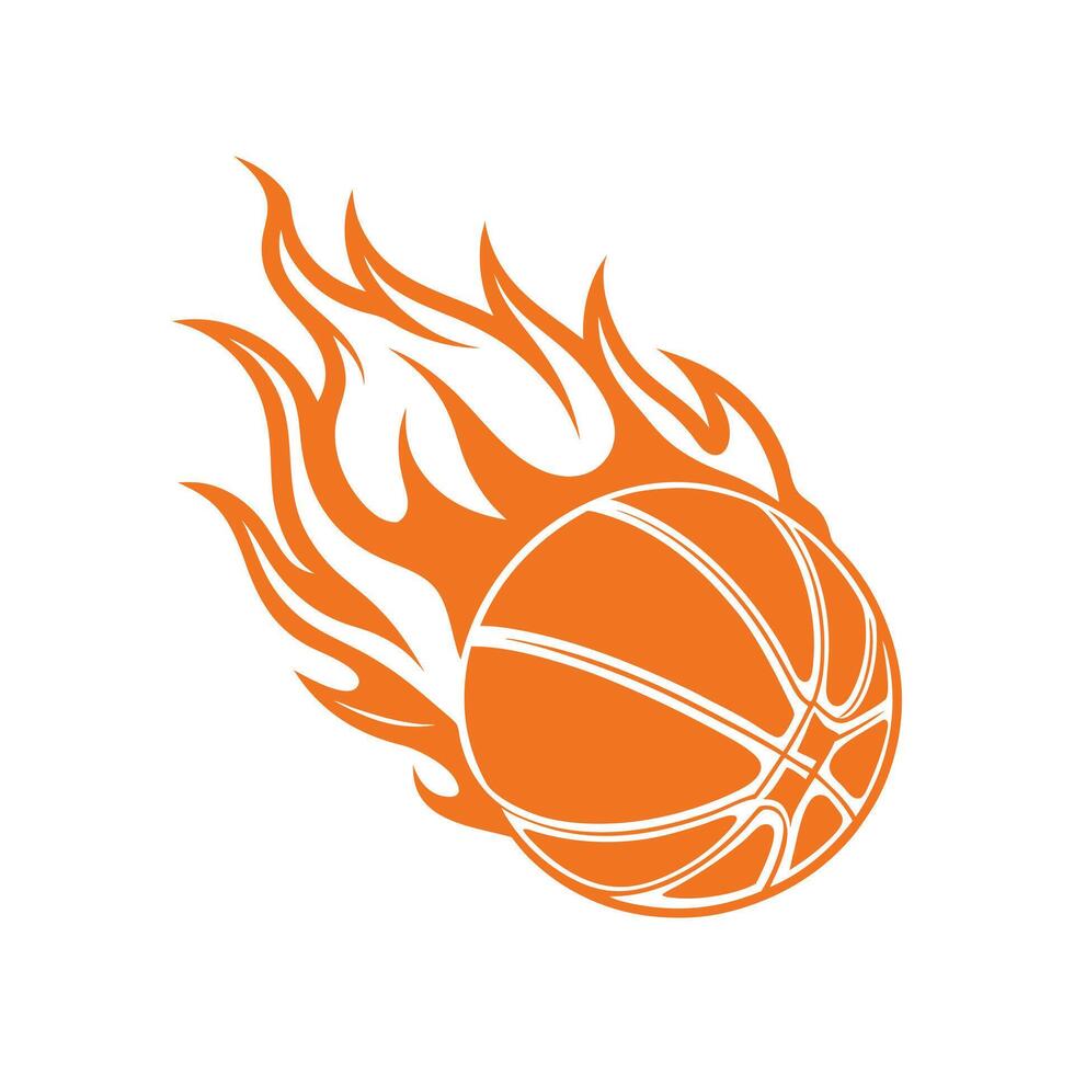 Dynamic Flaming Basketball Design vector