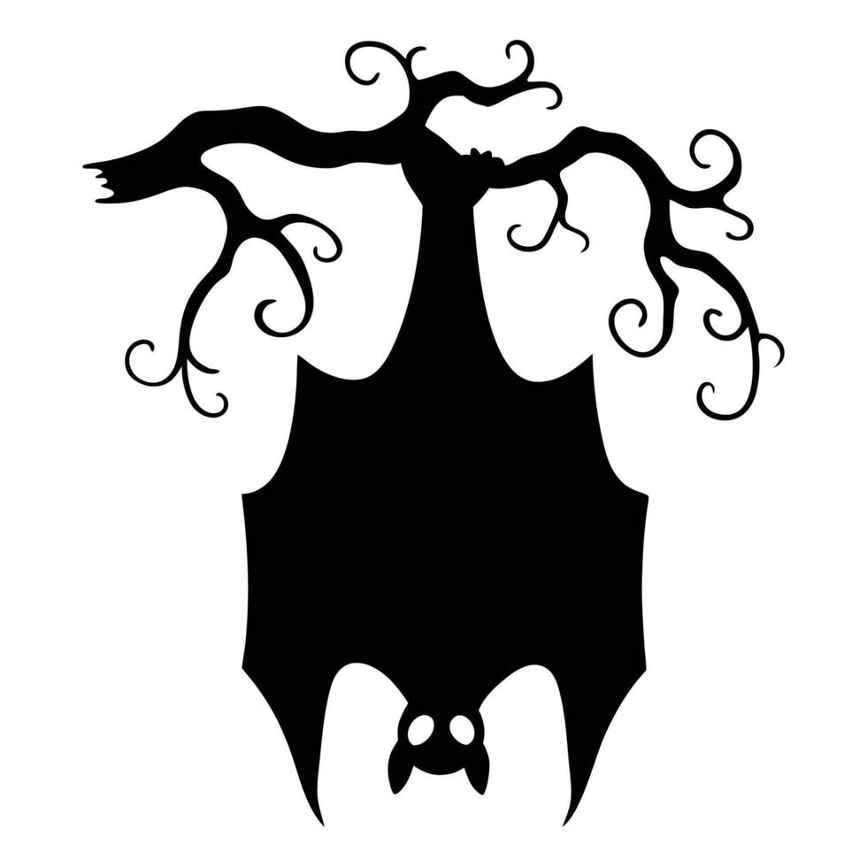 Mystical Bat with Twisted Tree Branches Haunting Design vector