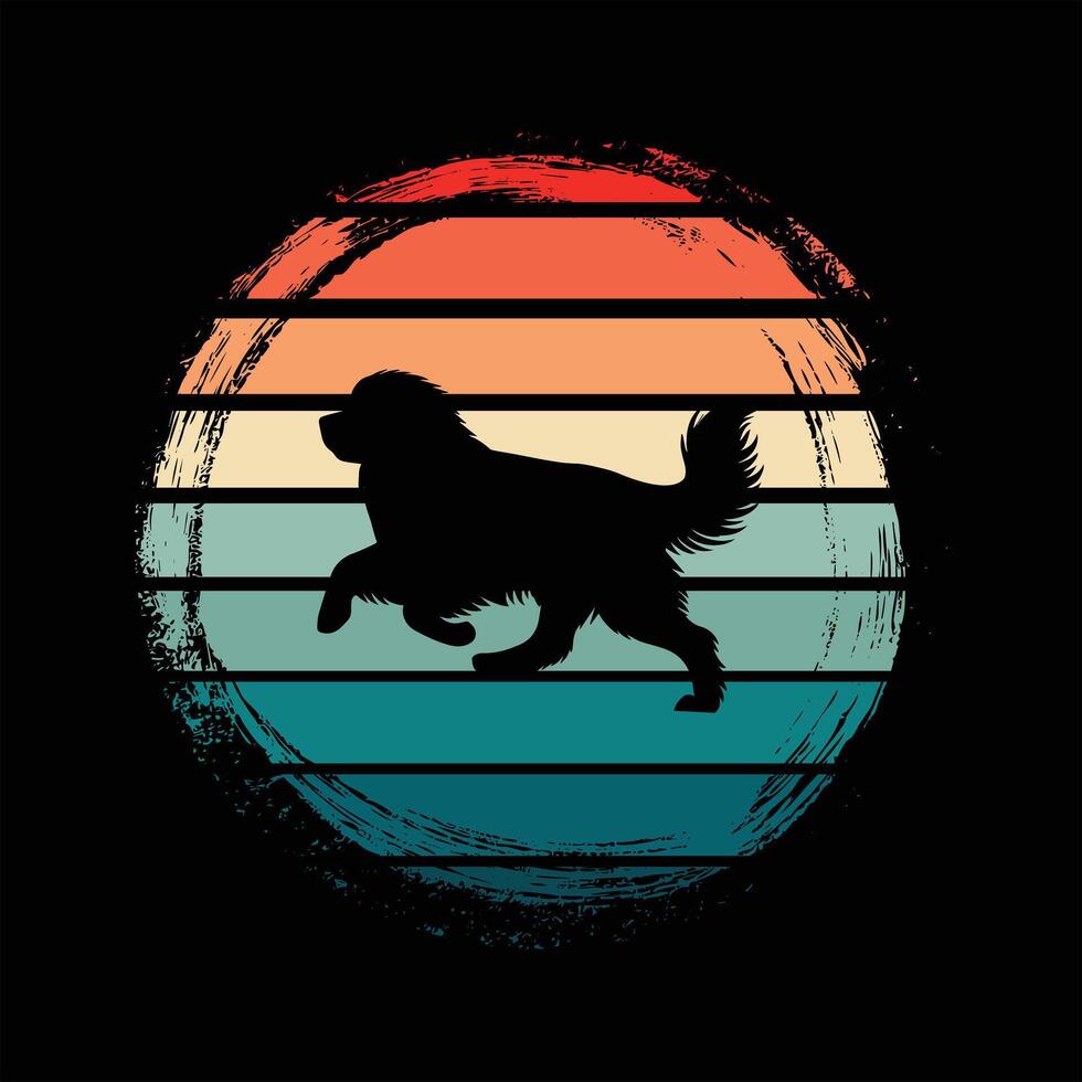Newfoundland Dog Retro Sunset Themed Design vector