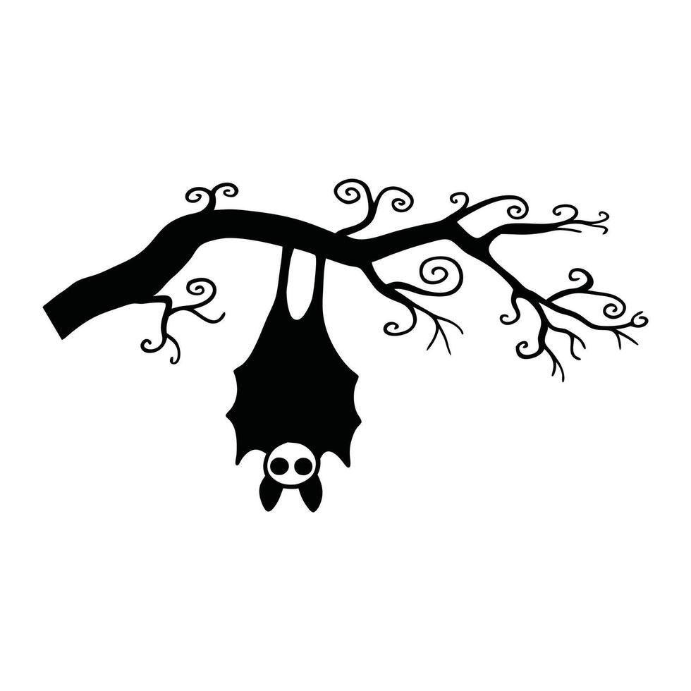 Hanging Bat on a Branch Creepy yet Charming Design vector