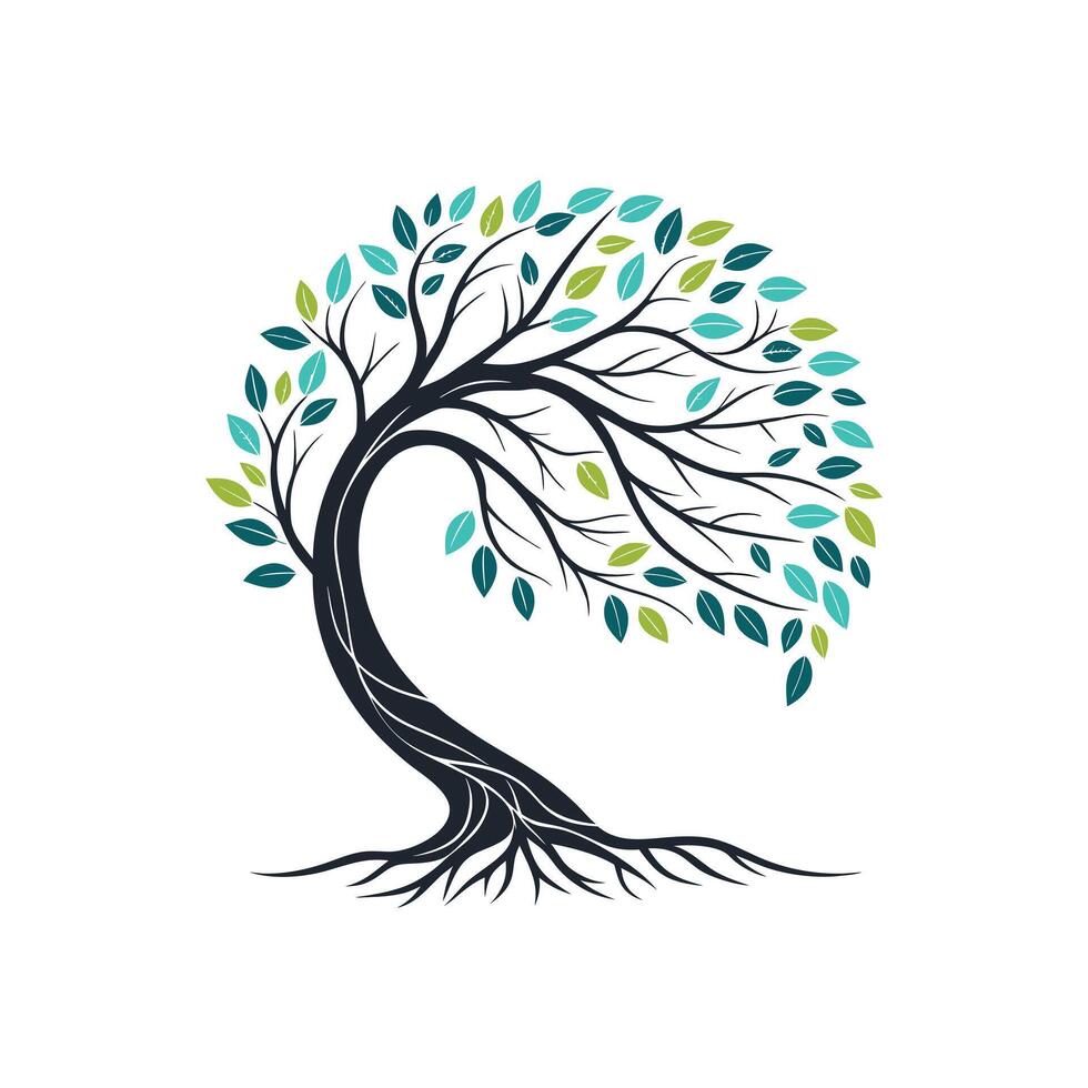Eco-Friendly Green Tree Abstract Design Illustration vector