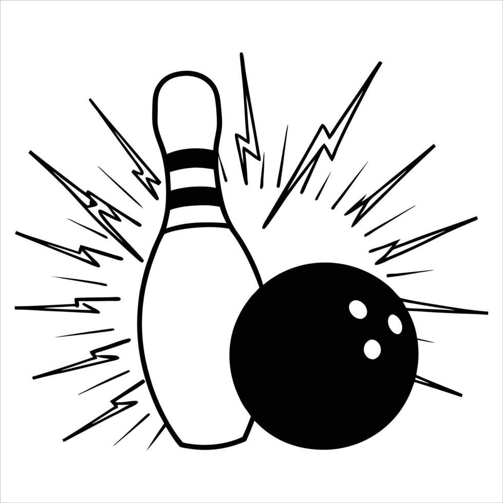 Fresh Bowling Ball and Pin Digital Art Design vector