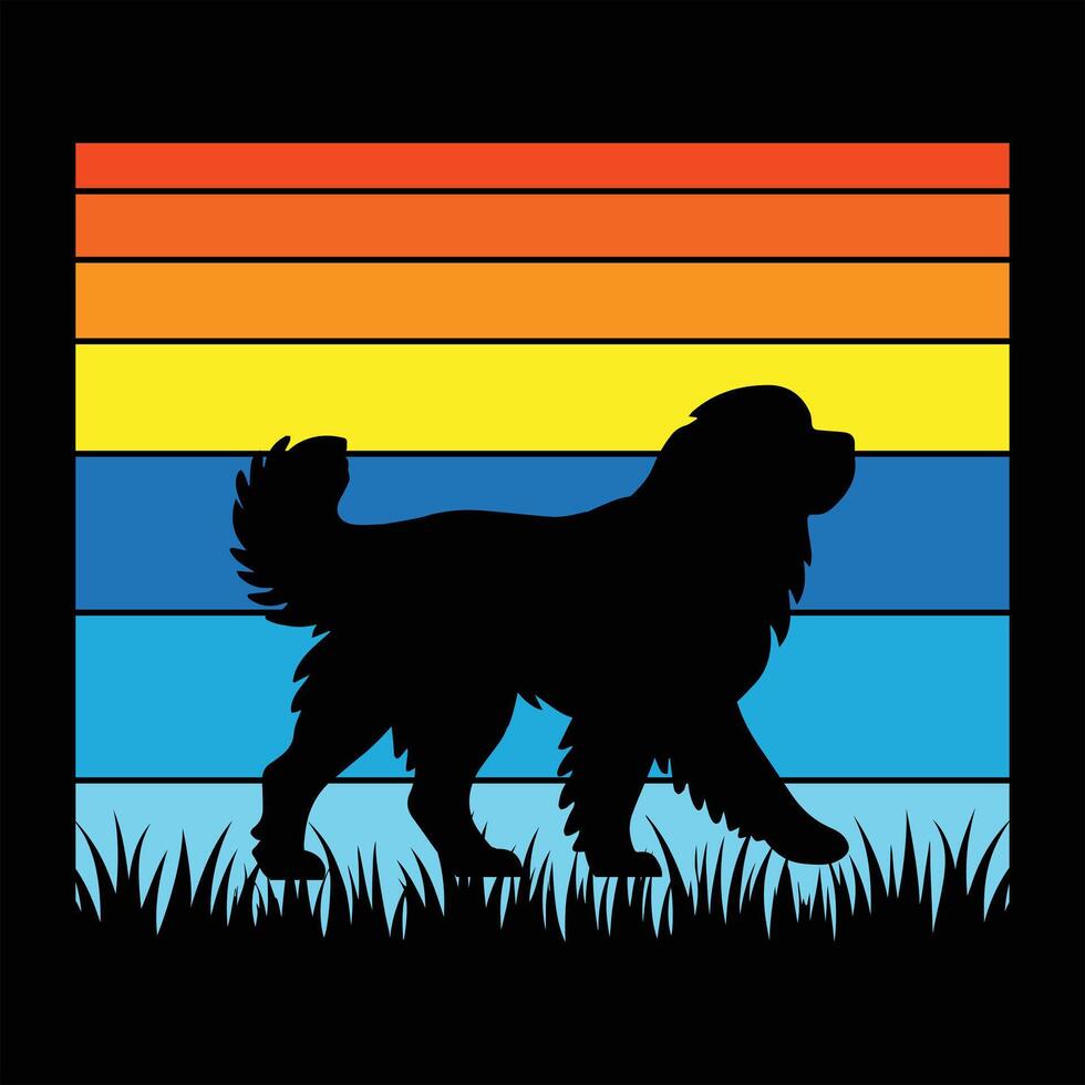 Retro Style Newfoundland Dog Silhouette Design vector