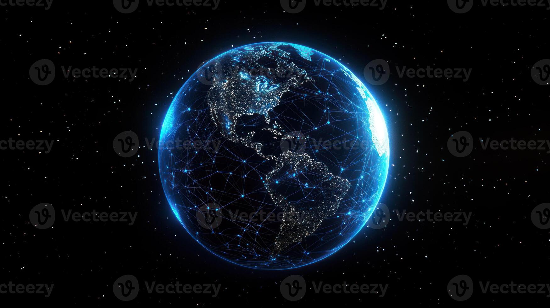 A 3D Digital Representation of Earth with a Network of Connections photo