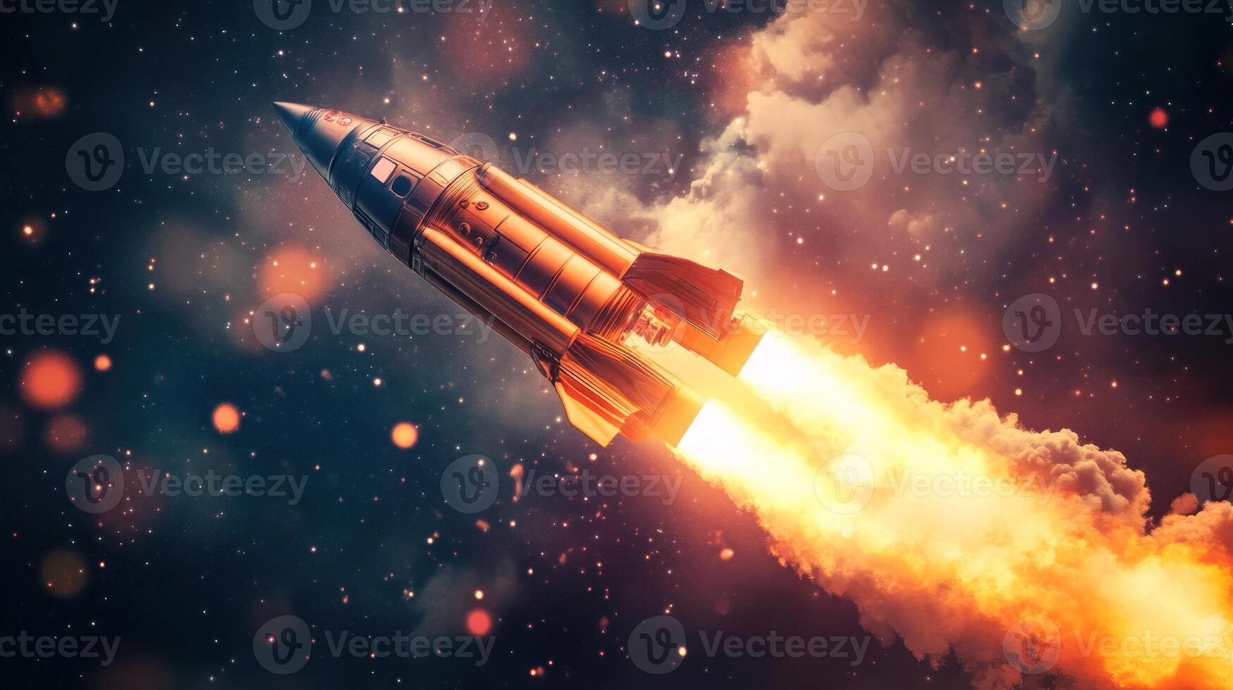 Rocket Launch Through Cosmic Clouds photo