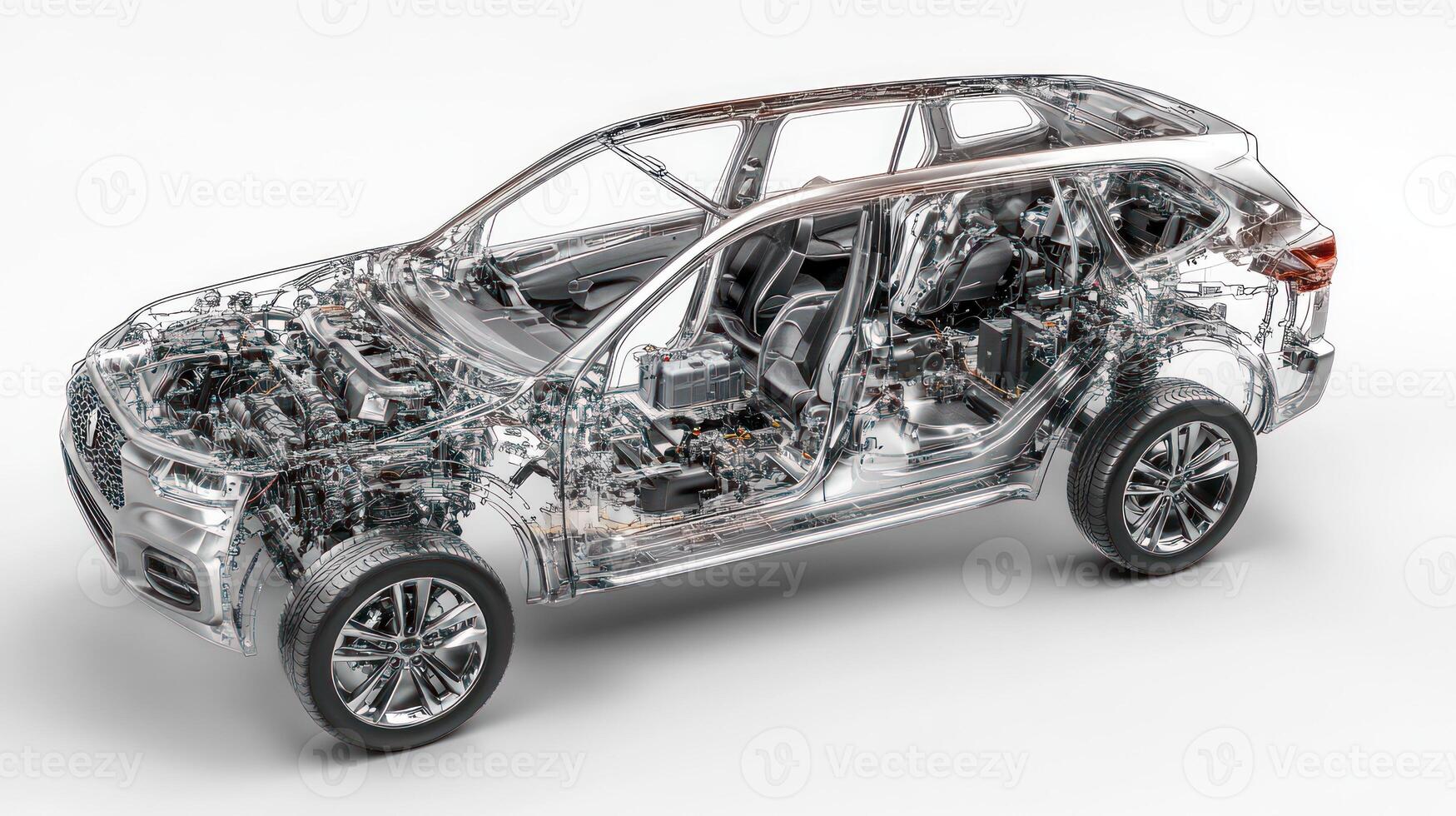 Transparent X-Ray View of a Modern SUV's Inner Mechanics photo