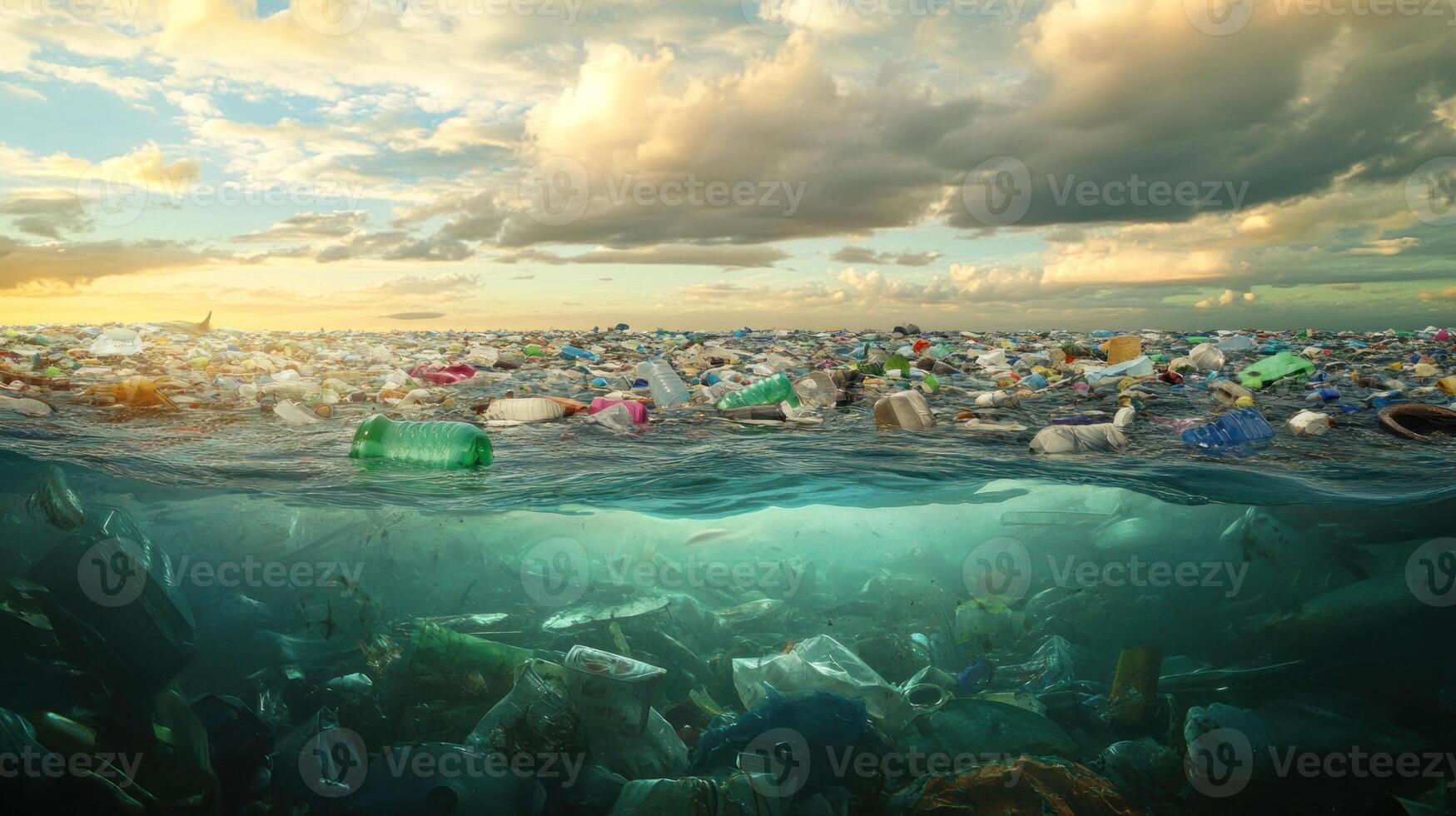 Plastic Pollution Accumulating on the Ocean Surface and Below photo