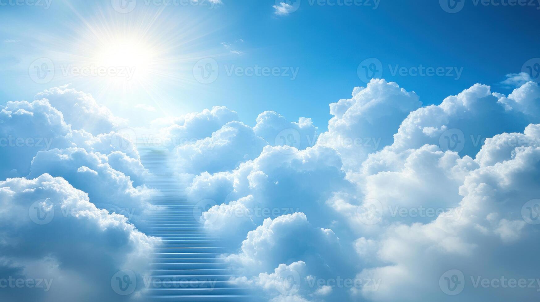 Stairway to Heaven in a Blue Sky with White Clouds photo