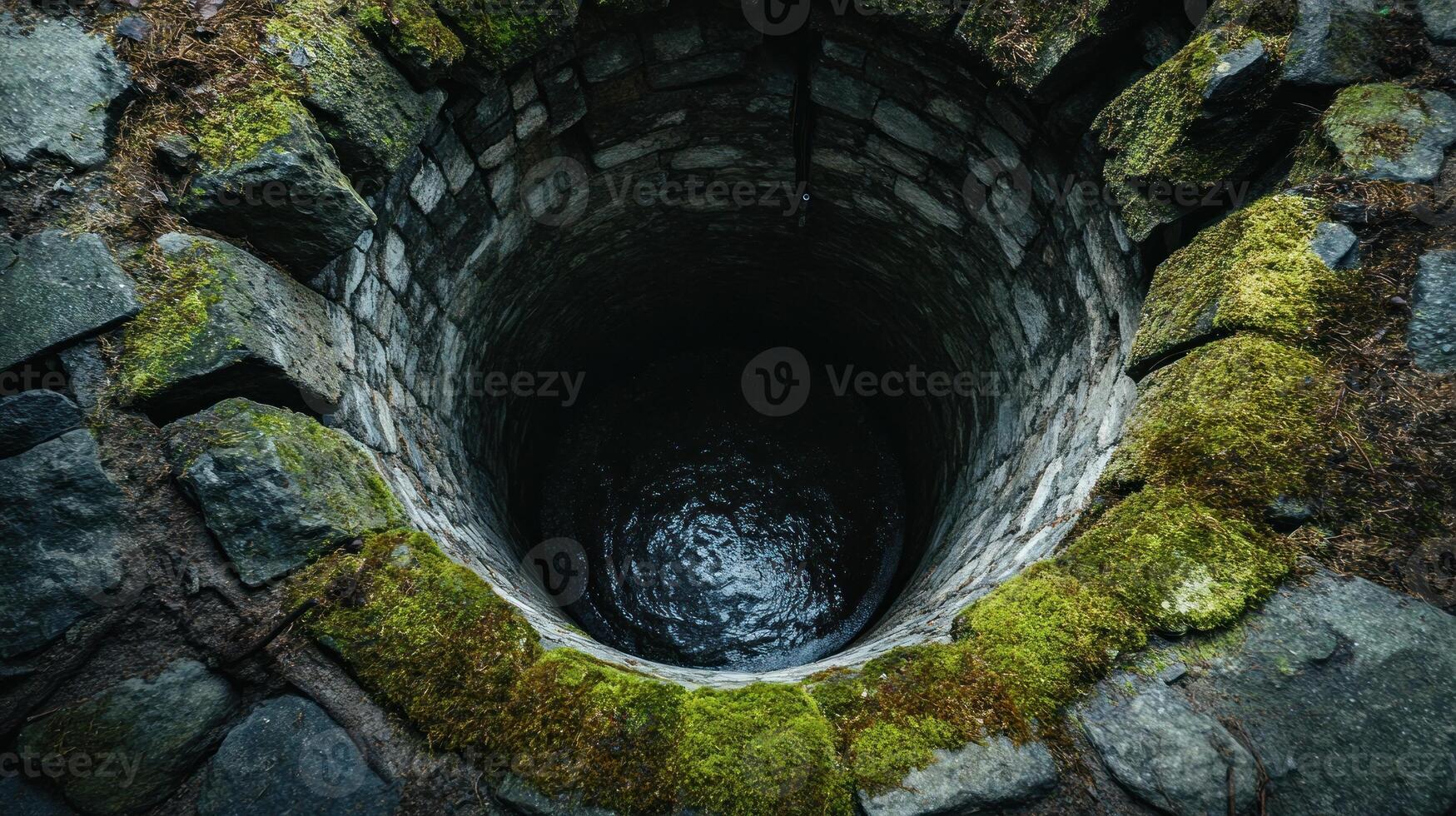 Mossy Stone Well with Dark Water photo