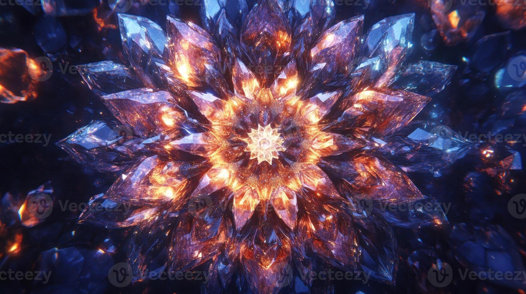 Glowing Crystal Formation with a Starburst Pattern photo