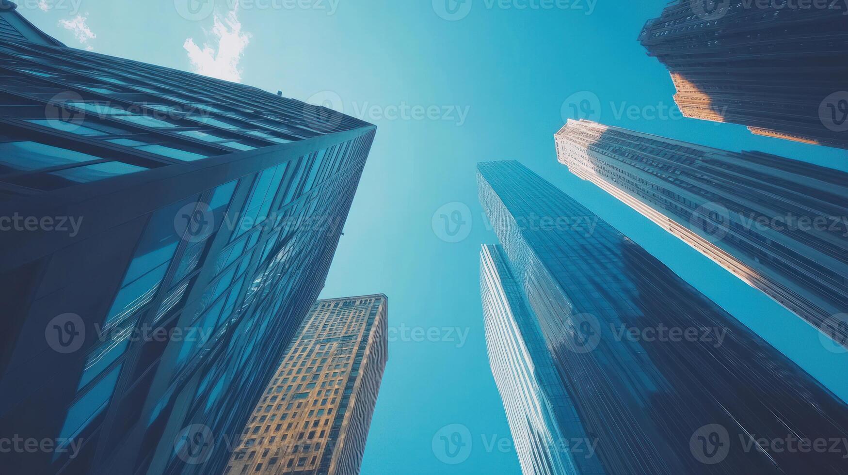 Skyscrapers Rising Towards a Clear Blue Sky photo