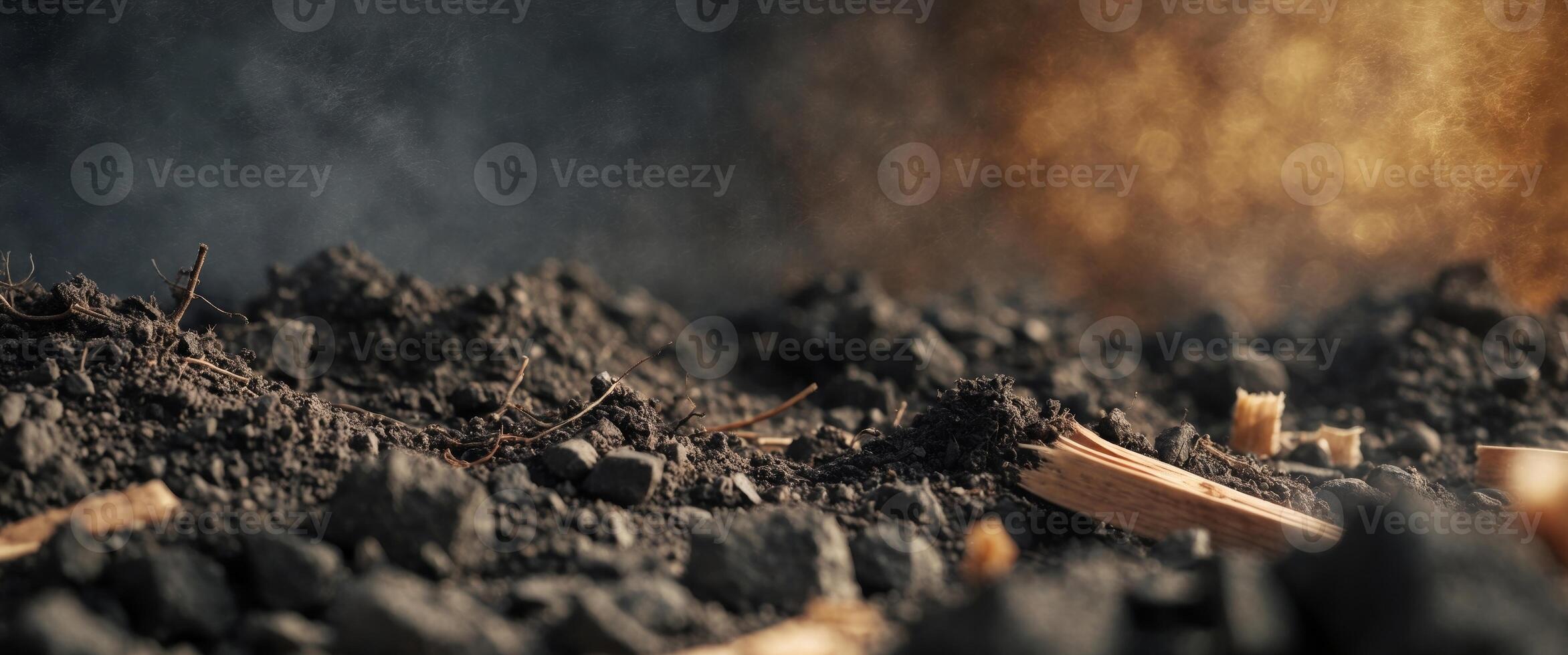 dirt and timber sawdust on a black historical past macro shot. photo