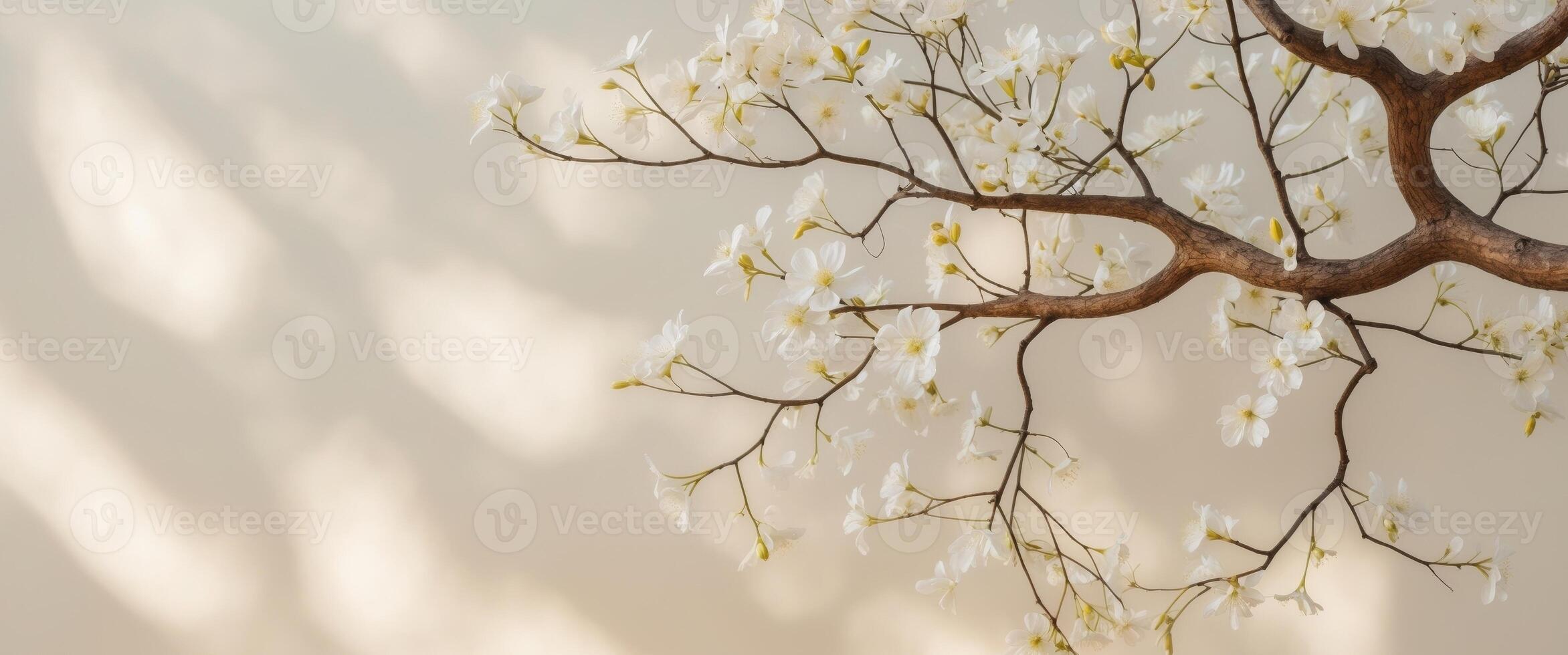 Heart shaped cocoa bean tree with flowers and branches. photo