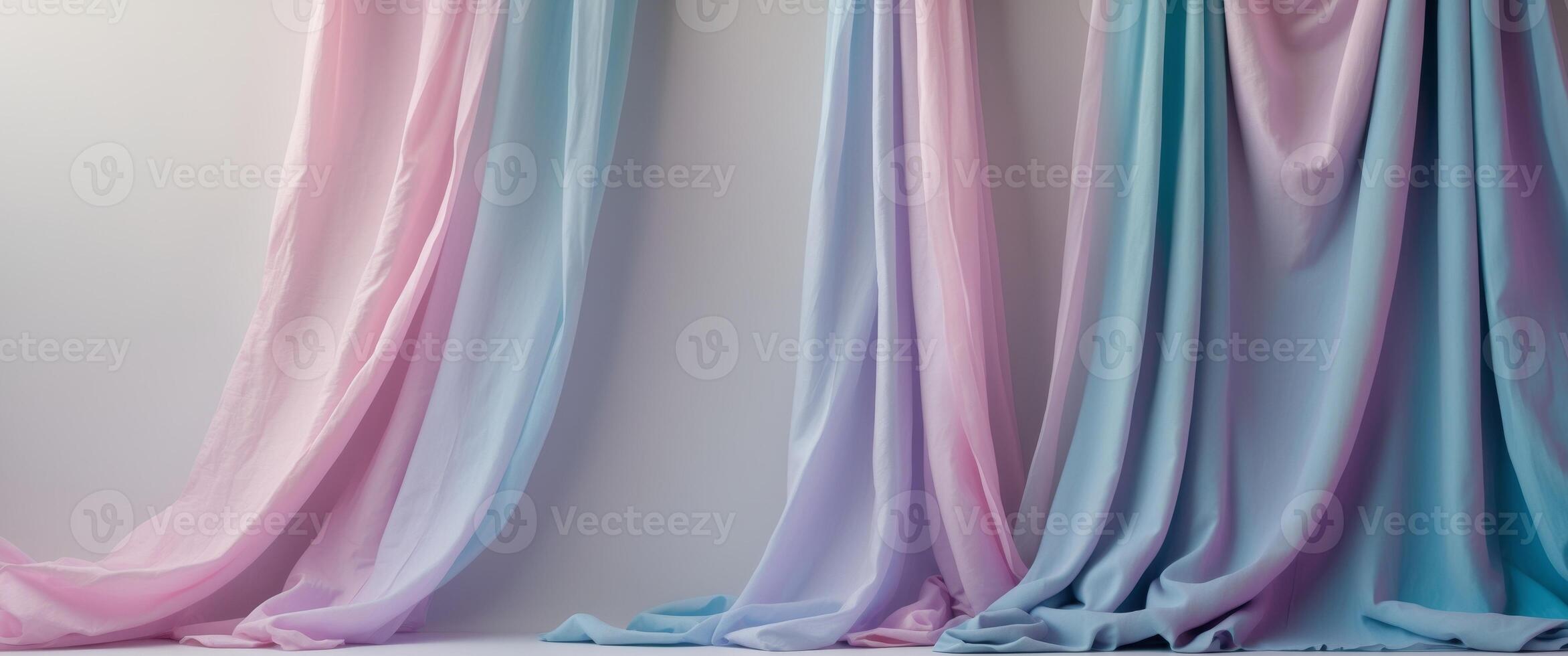 Softly Lit Stage Drapes with Colorful Creases. photo