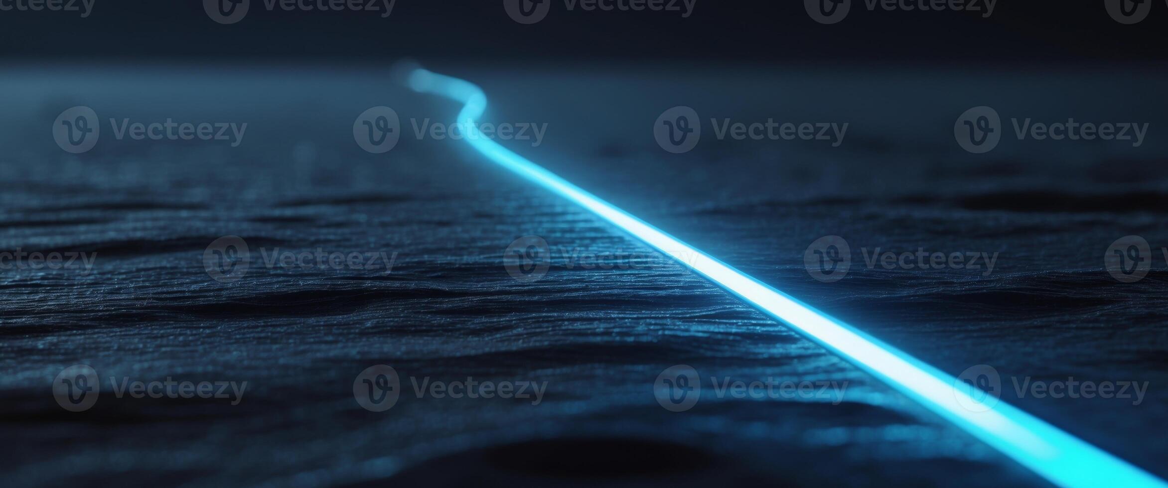 A futuristic depiction of a single glowing line stretching across a black void photo