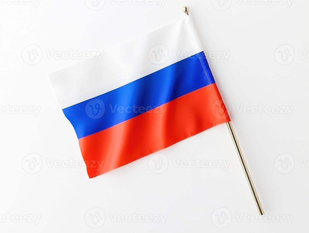 Russian flag waving proudly against a plain background, symbolizing national identity and pride photo