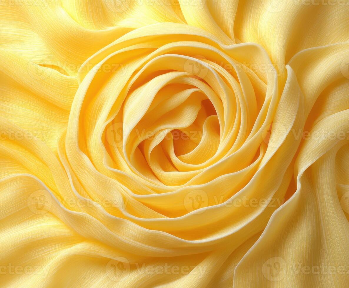 Beautiful yellow rose flower from pasta with delicate petals arranged in a spiral pattern, showcasing fine details and textures photo
