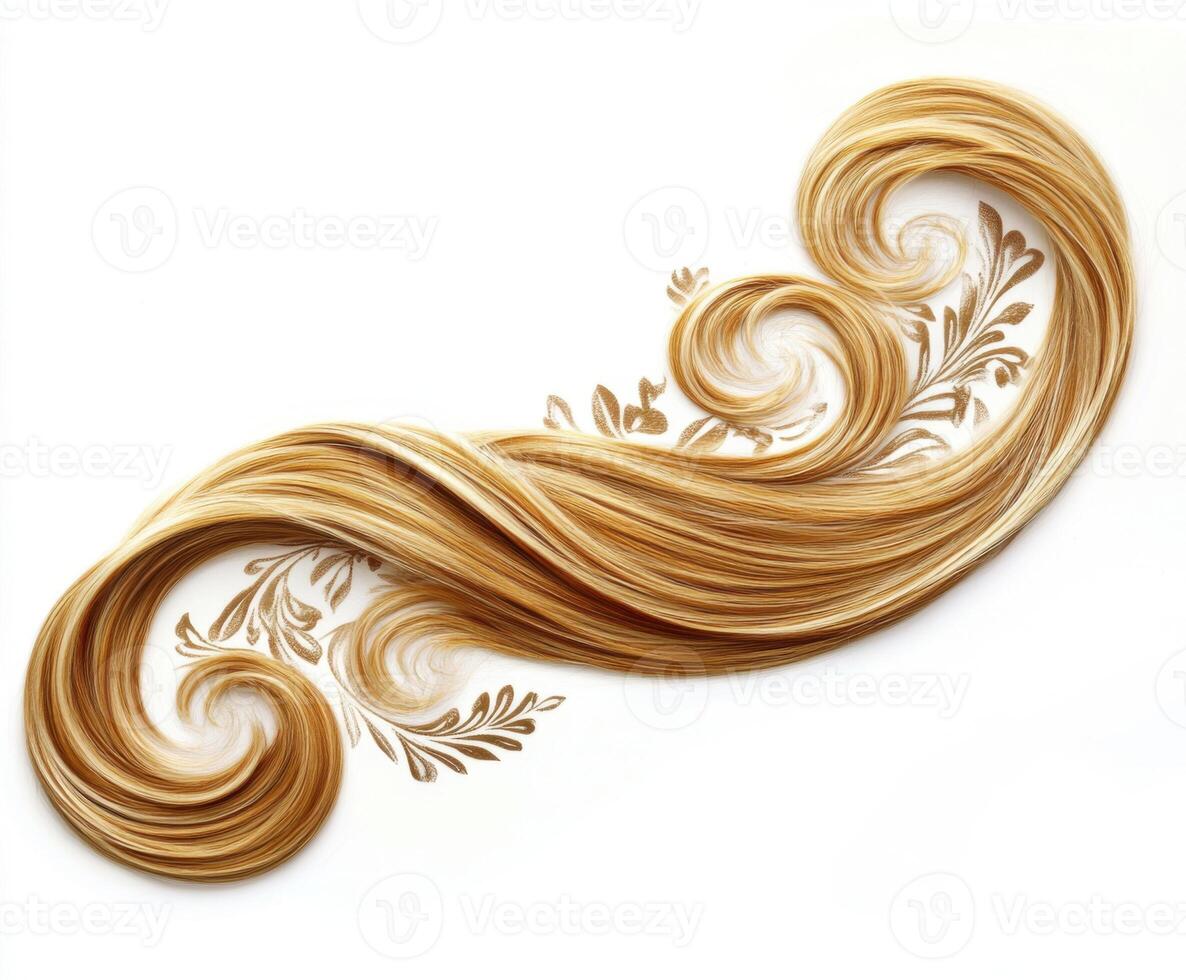 Elegant golden hair styling with intricate floral design creating a captivating visual effect photo