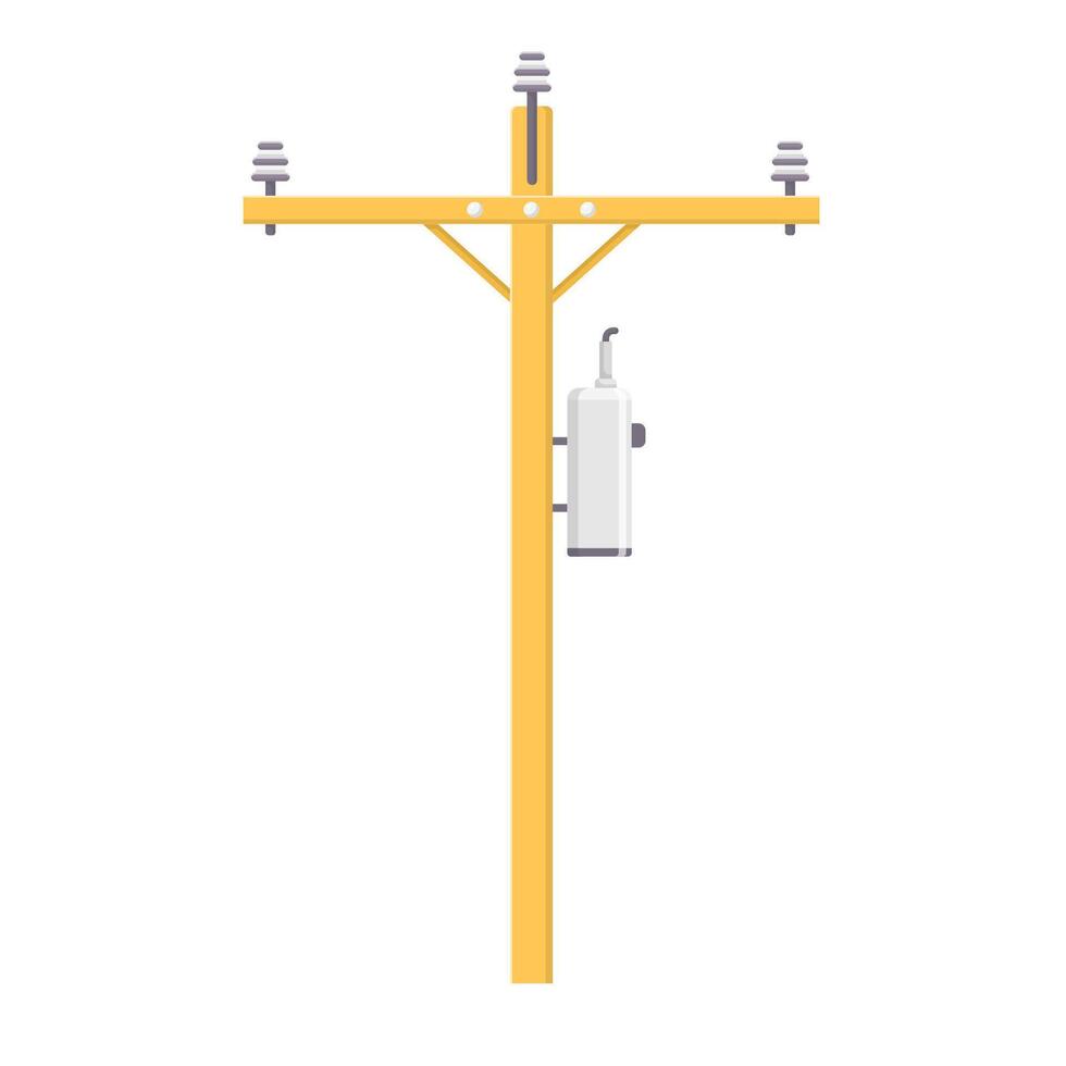 Wooden Power Pole Flat Illustration. Clean Icon Design Element on Isolated White Background vector