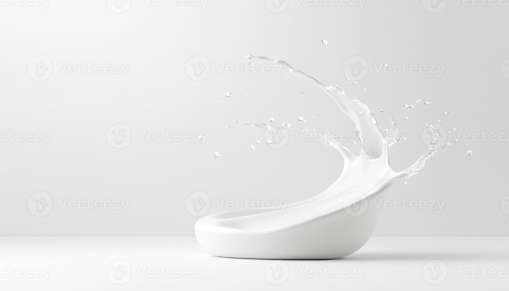 close up of refreshing splash of liquid from white bowl, creating dynamic and clean visual photo