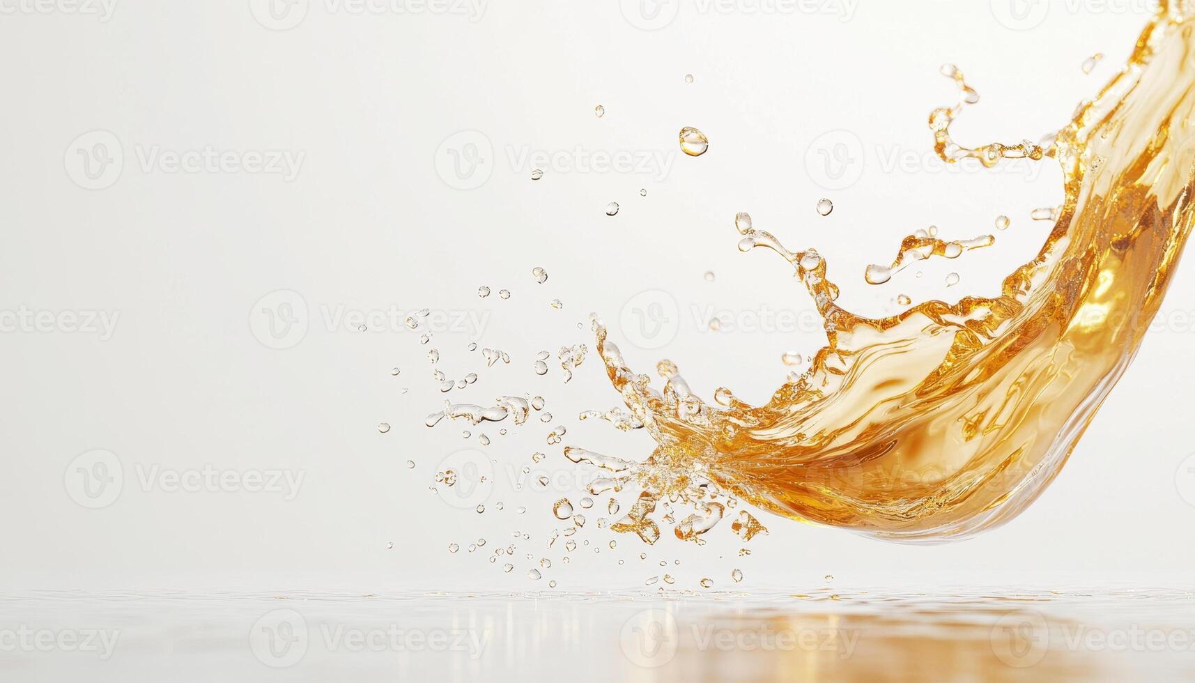 close up of refreshing water splash, showcasing dynamic movement and clarity. golden hue adds vibrant touch to scene photo