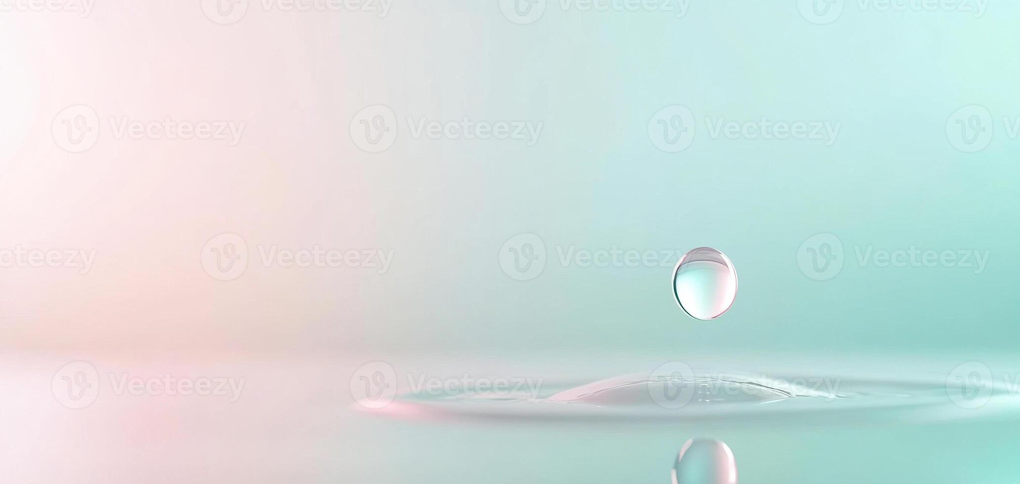 minimalist photo of single water droplet hovering above smooth surface, creating serene and tranquil atmosphere