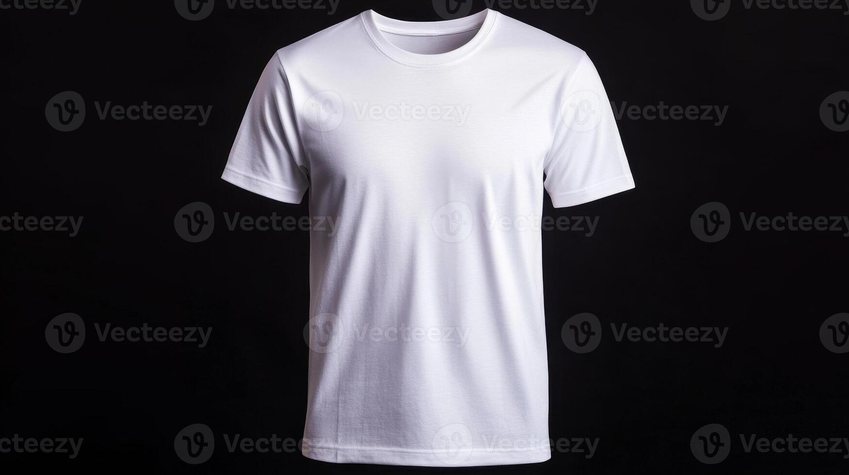 Plain white t shirt on clean background, perfect for casual wear or layering. Ideal for branding or personal use, showcasing simplicity and versatility photo
