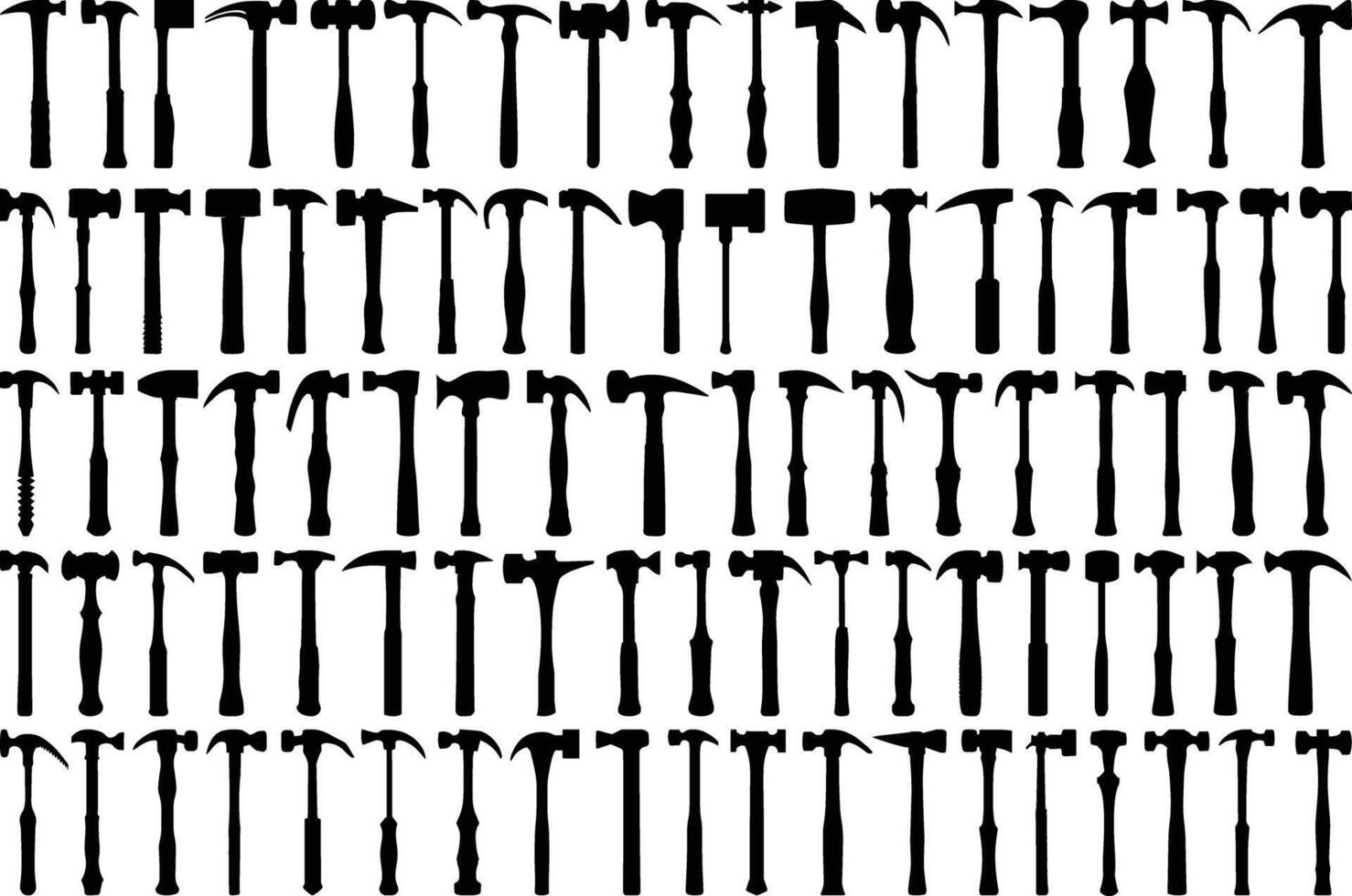 Hammer Silhouettes Set With Different Designs vector