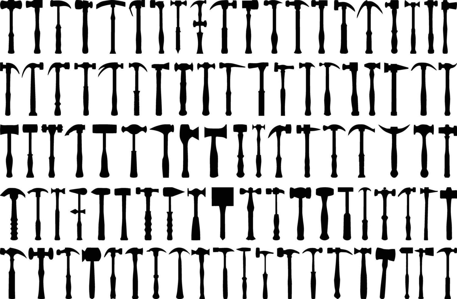 Set of Different Types of Hammer Silhouette vector