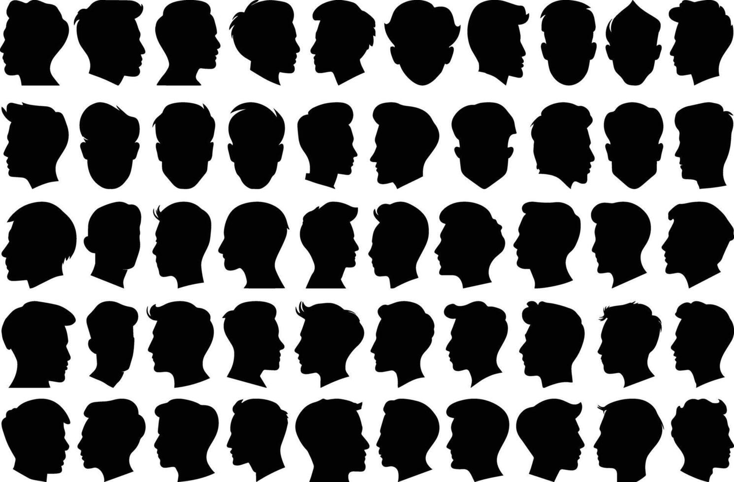 Man Head Profile Silhouettes vector