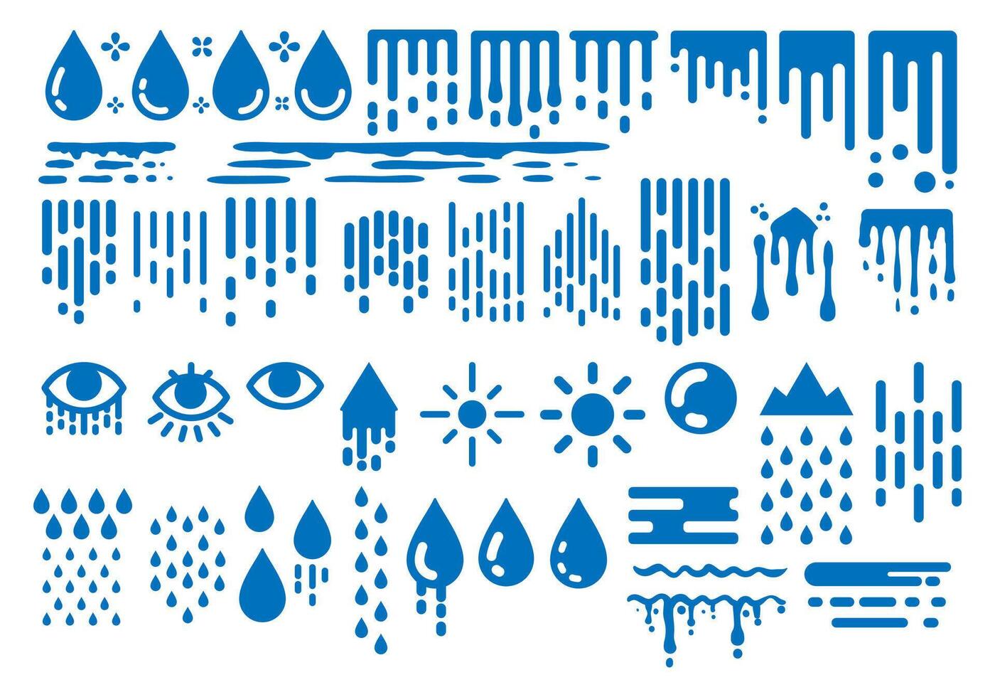 A blue water drops element design. Isolated on white background. vector