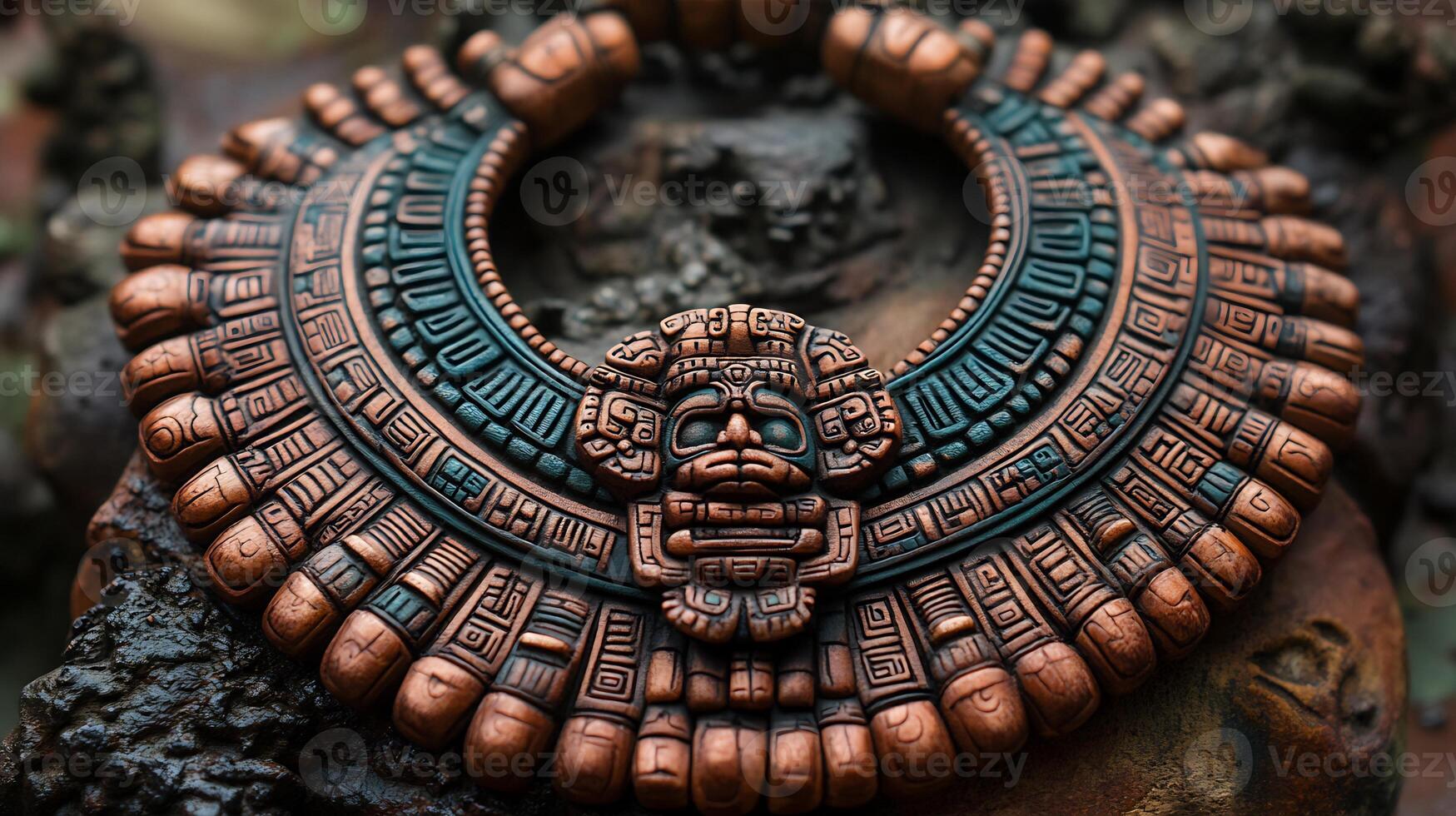 Mayaninspired Necklace Featuring Ornate Motifs Highlighting Central Americas Connection Ancient Traditions photo