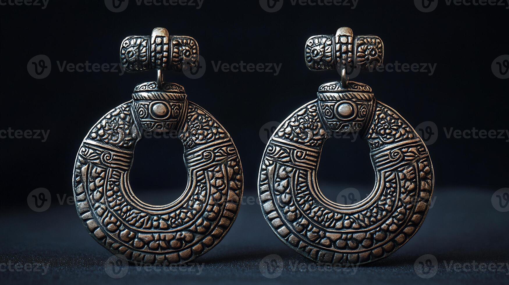 Peruvian Silver Earrings Ornate Patterns Highlighting Perus Cultural and LandBased Legacy photo