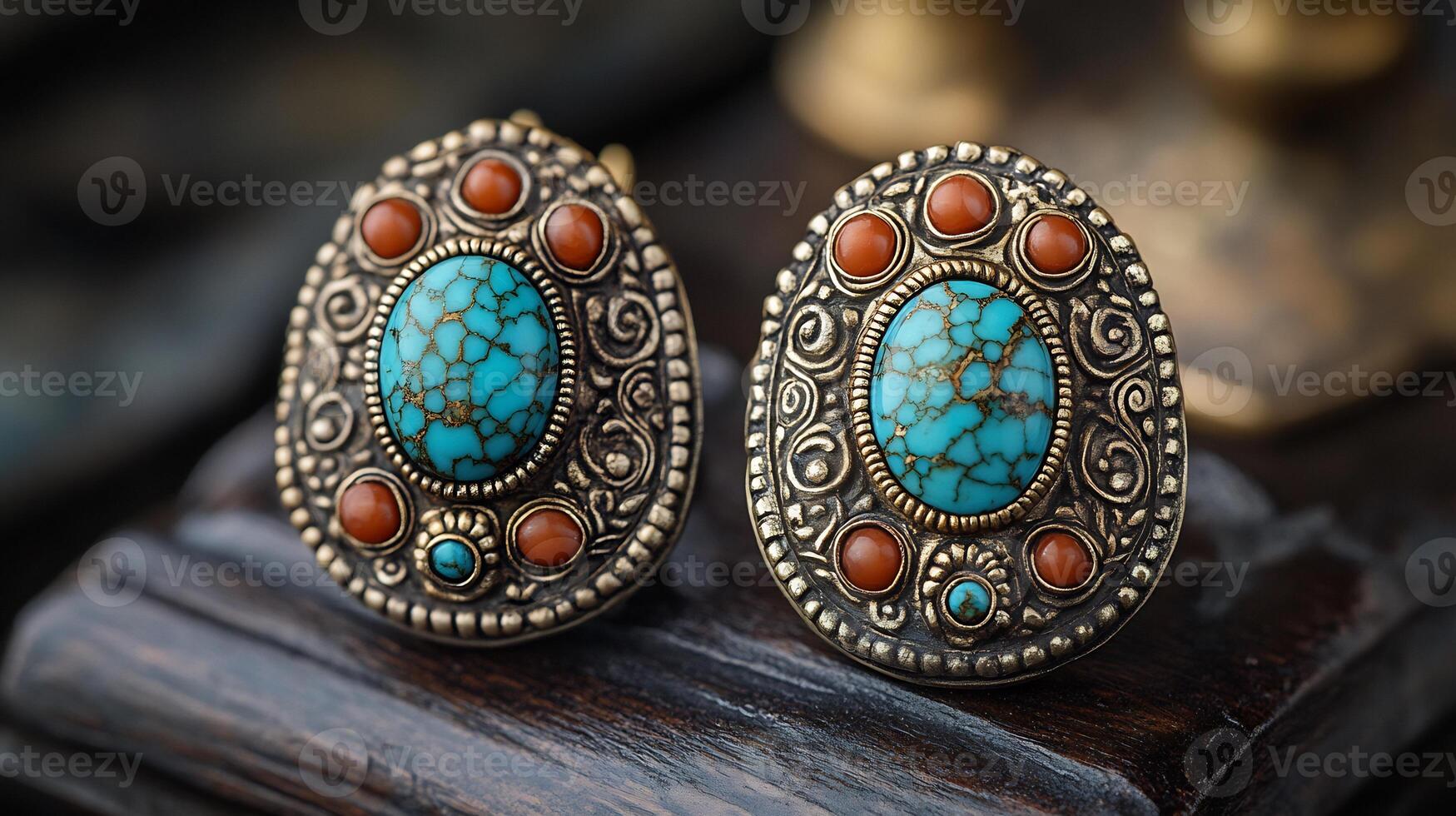 Mongolian Turquoise Earrings Traditional Designs Reflecting Mongolias Artistic and LandBased Heritage photo