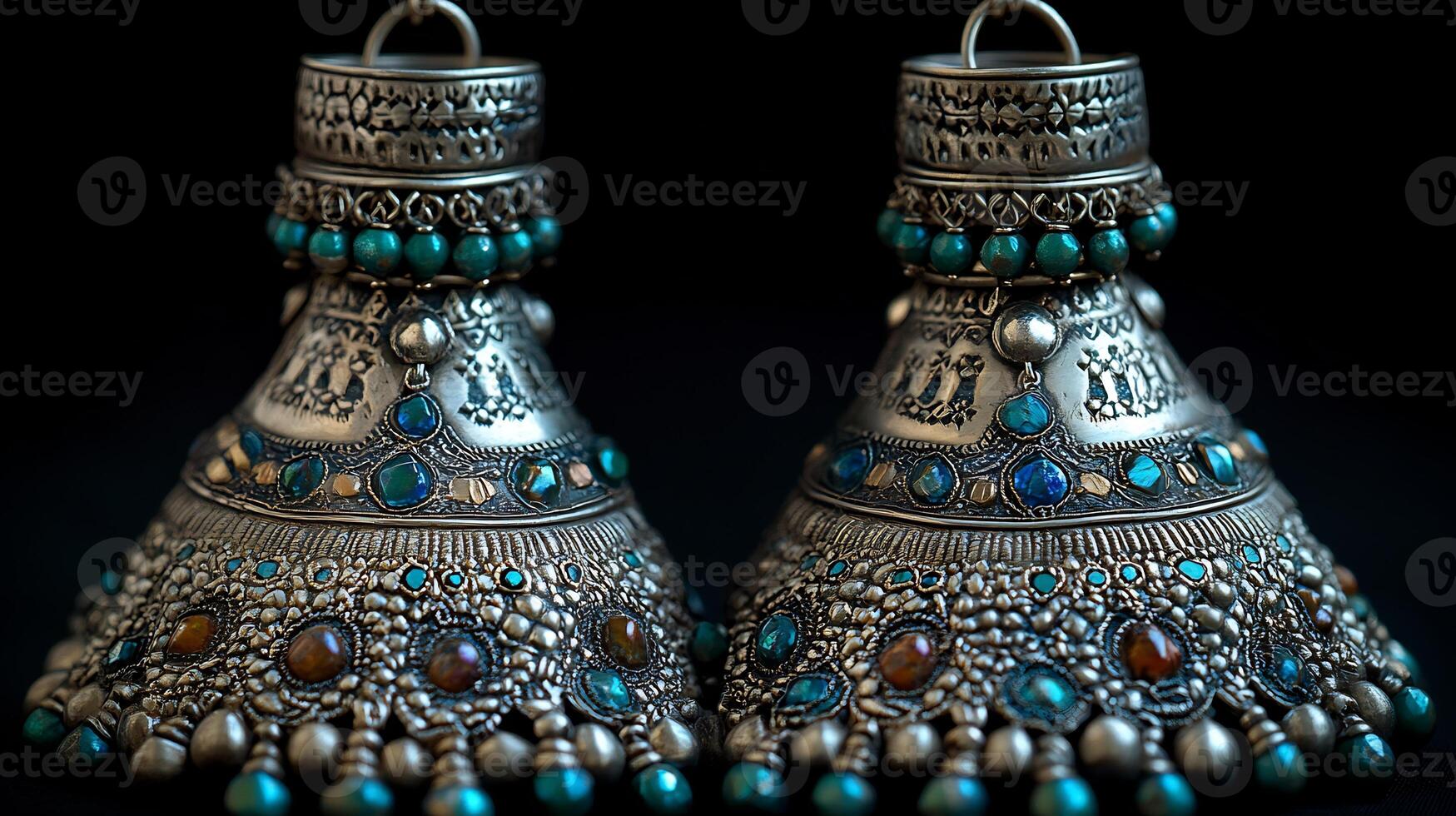 Bedouin Silver Anklets Ornate Designs Highlighting DesertInspired Artistry and Arabian Heritage photo