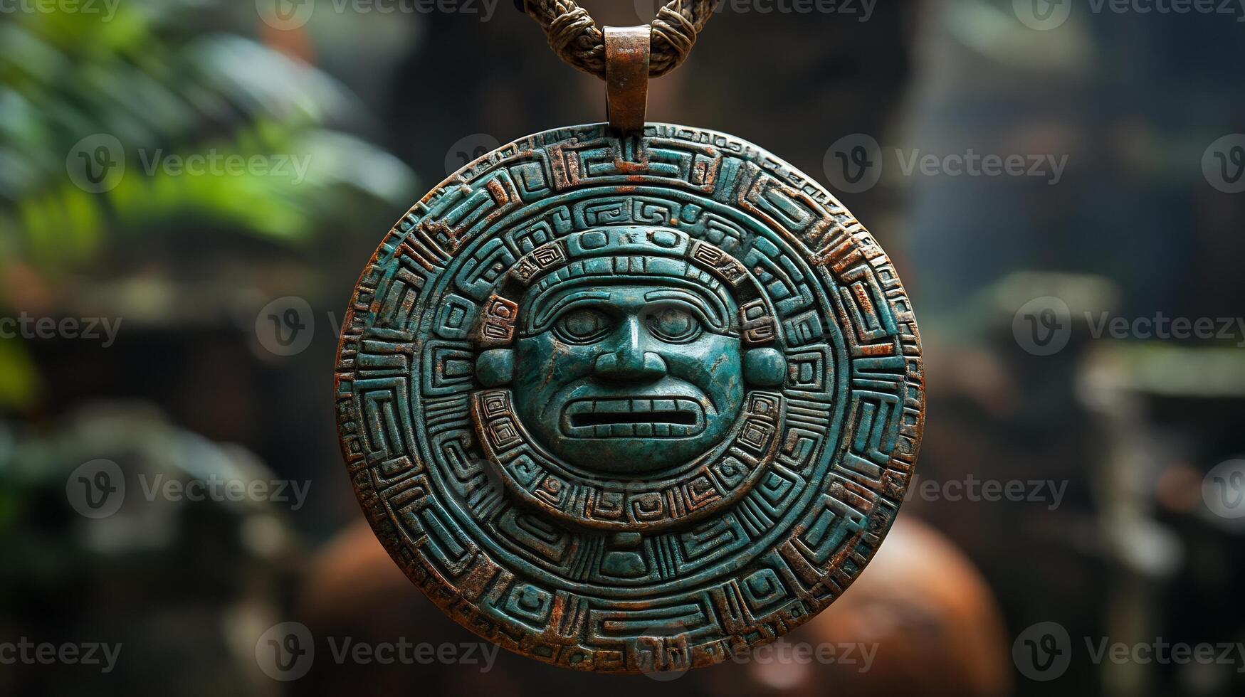 Stunning 'Mayan' jade pendant featuring traditional designs motifs worn by women in Central America symbolizing their connection to the ancient civilization and cultural heritage photo