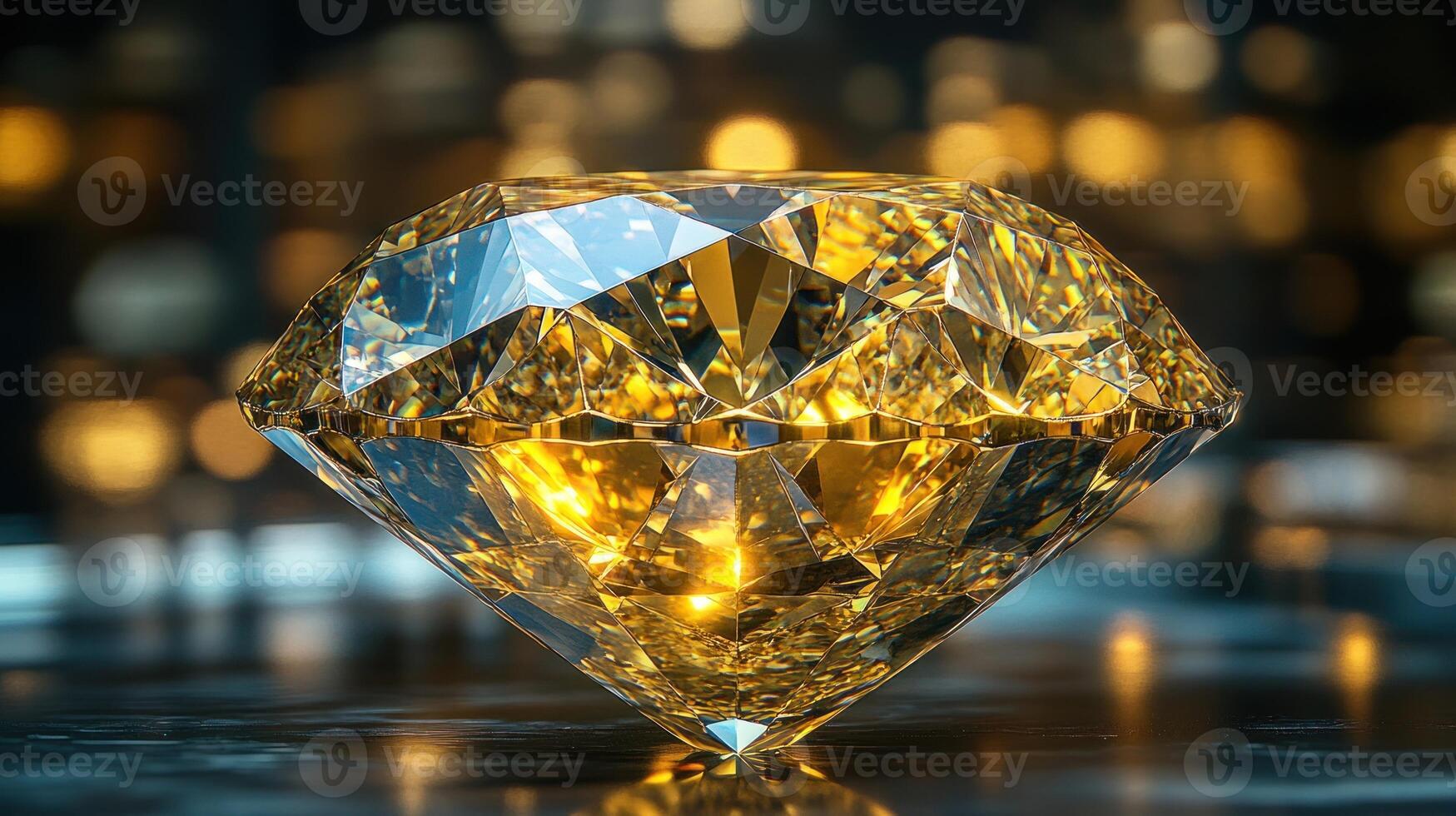 The stunning yellow diamond sparkles, capturing light and attention effortlessly photo