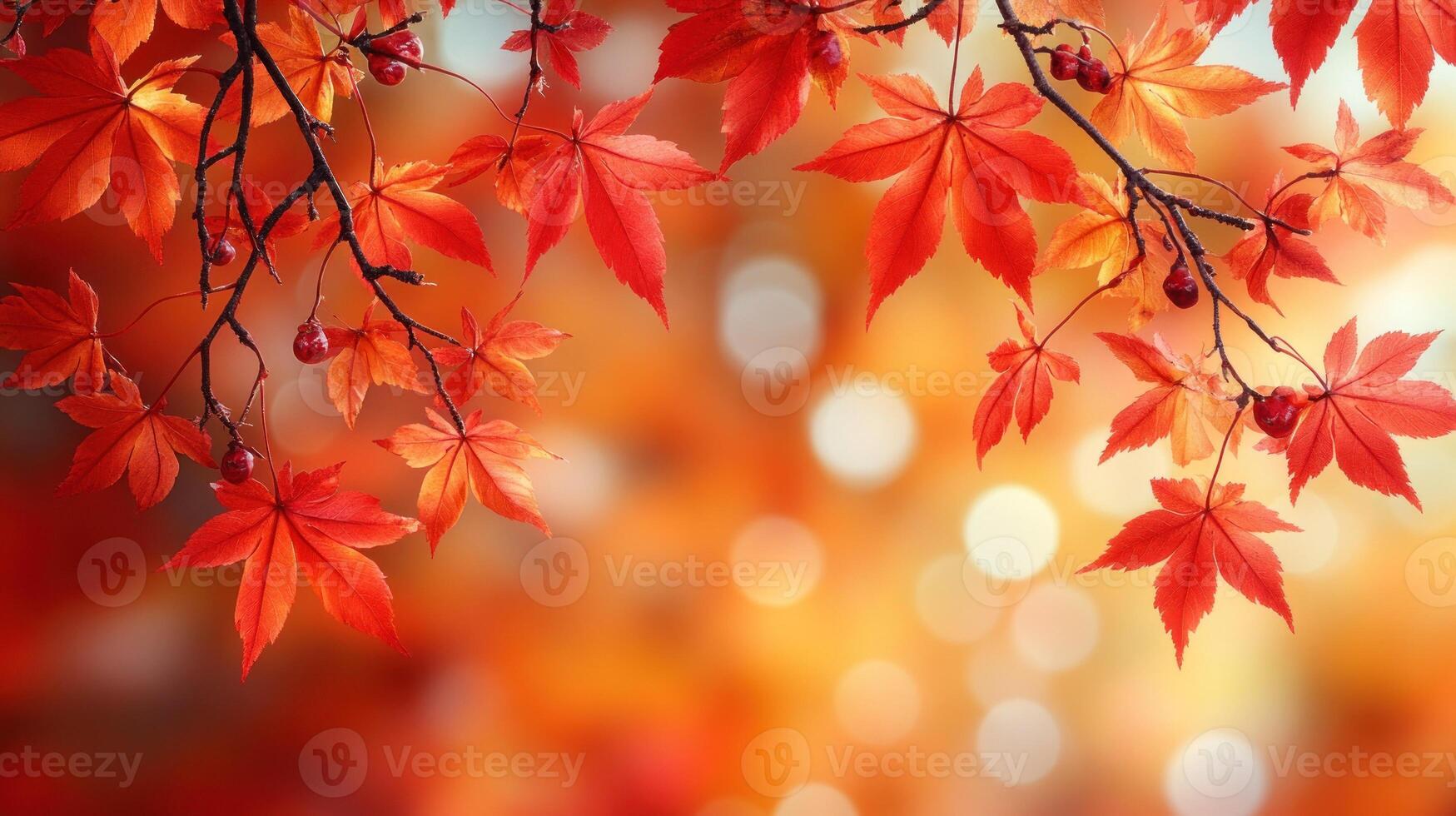 Red and orange leaves swirl in the autumn breeze, creating a warm, inviting scene photo