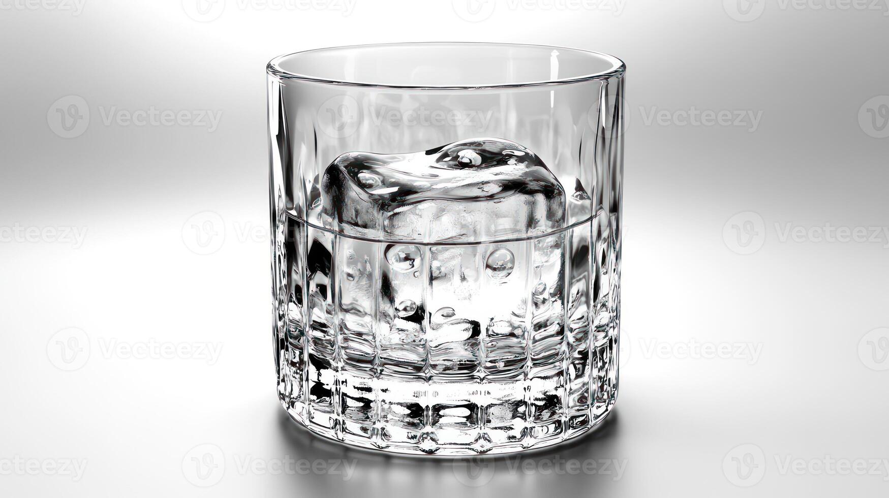 Fresh water fills a stylish glass with ice cubes, creating a refreshing sensation photo