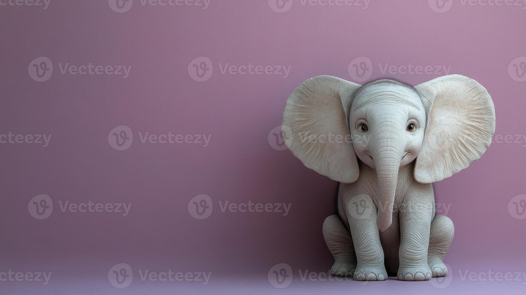 A charming elephant figurine radiates joy in a warm pastel pink setting photo