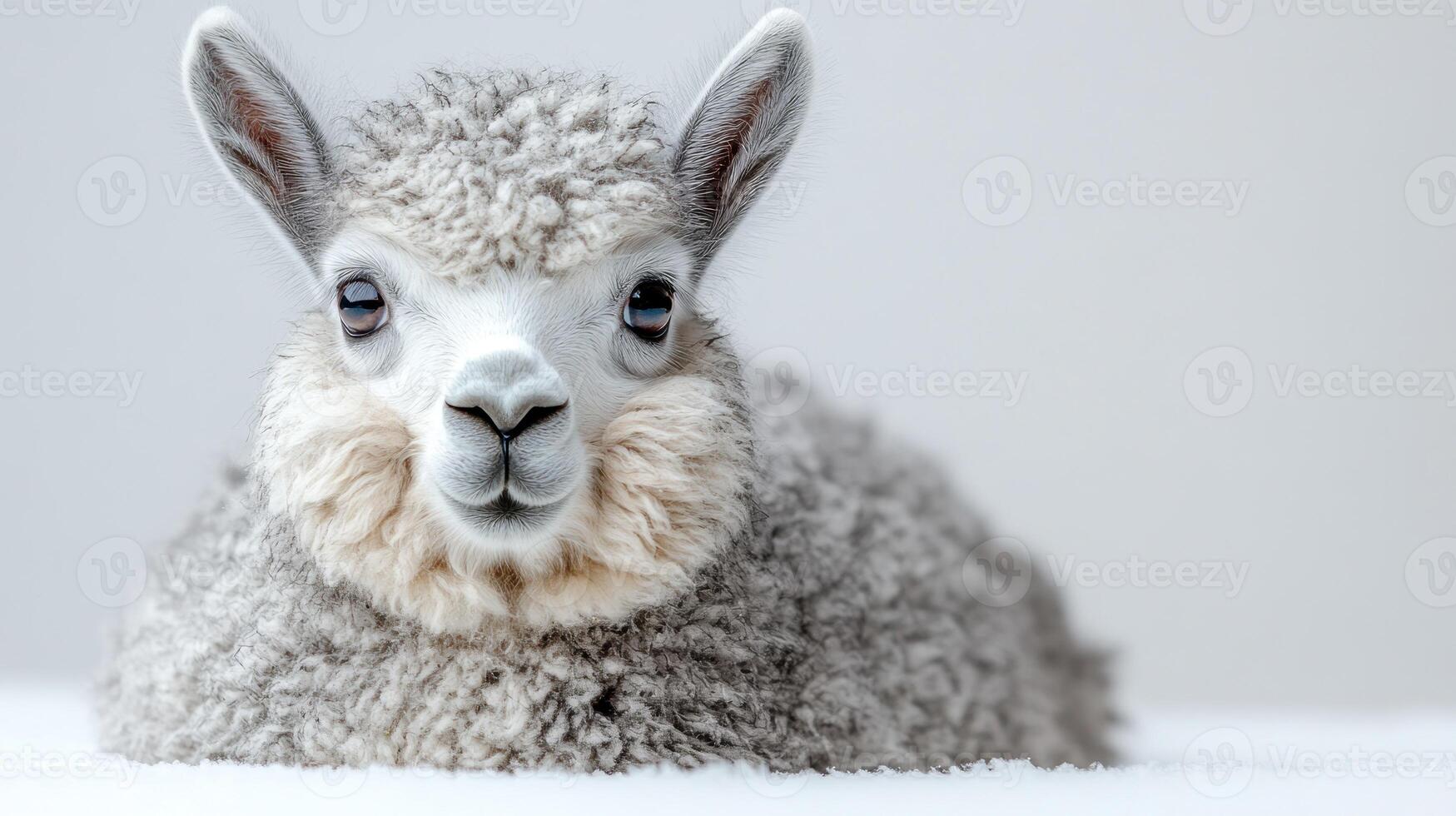A cozy gray lamb is nestled comfortably, showcasing its delightful wool and peaceful demeanor photo