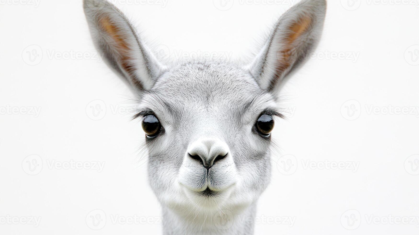 Enchanting portrait of a gentle white alpaca, radiating tranquility and allure photo