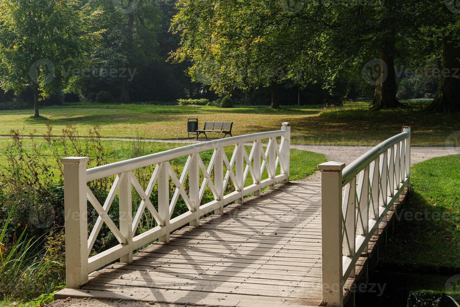 A bridge over a pond in leer germany photo