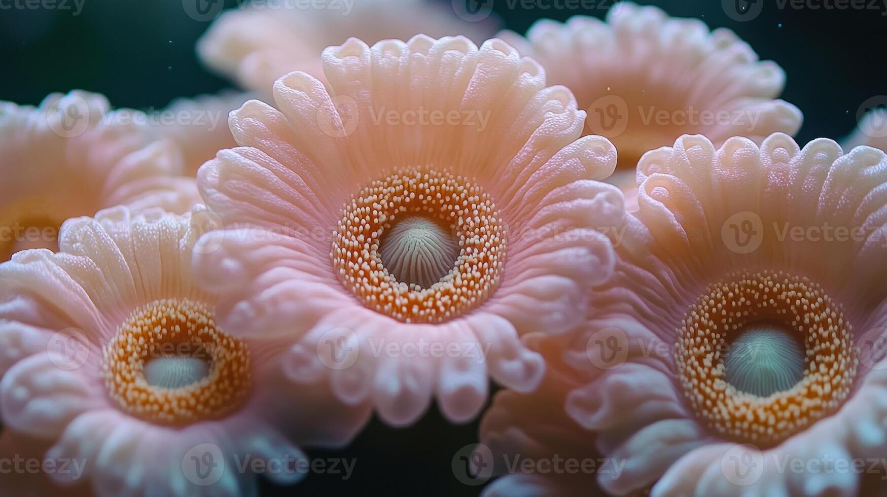 Soft pink blossoms swirl gracefully in tranquil waters, creating an enchanting underwater display photo