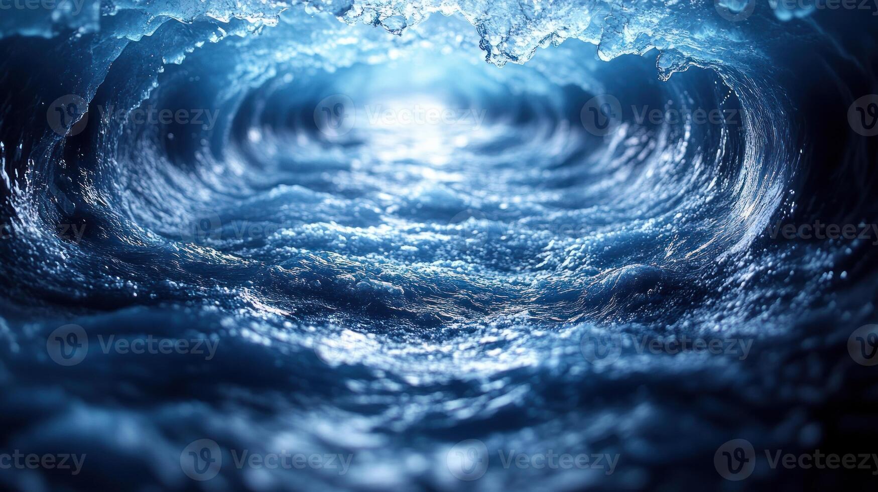 Waves swirl and crash gracefully as sunlight reflects off the water at sunset, evoking tranquility photo