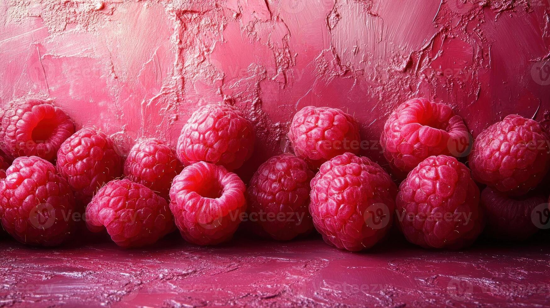 Ripe raspberries rest on a vibrant background, showcasing their natural beauty photo