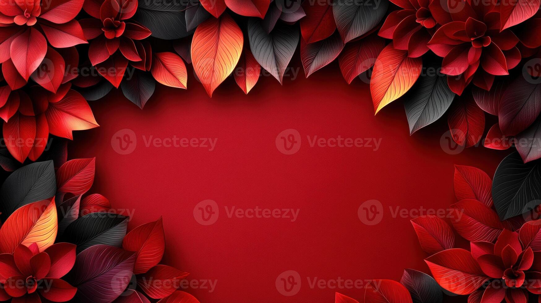 Deep red and black foliage create a stunning visual border, evoking elegance and creativity photo